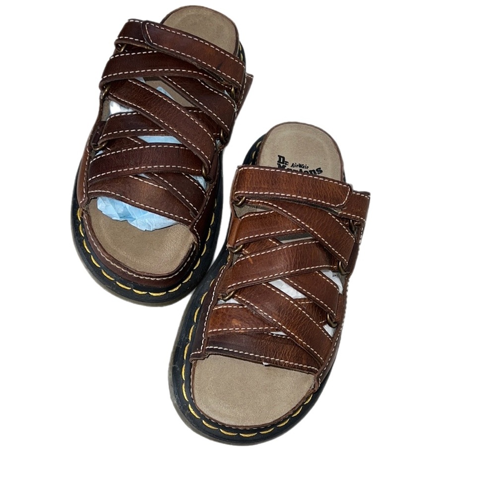 DR. MARTENS Vintage Brown Leather Slide Sandals 6/37